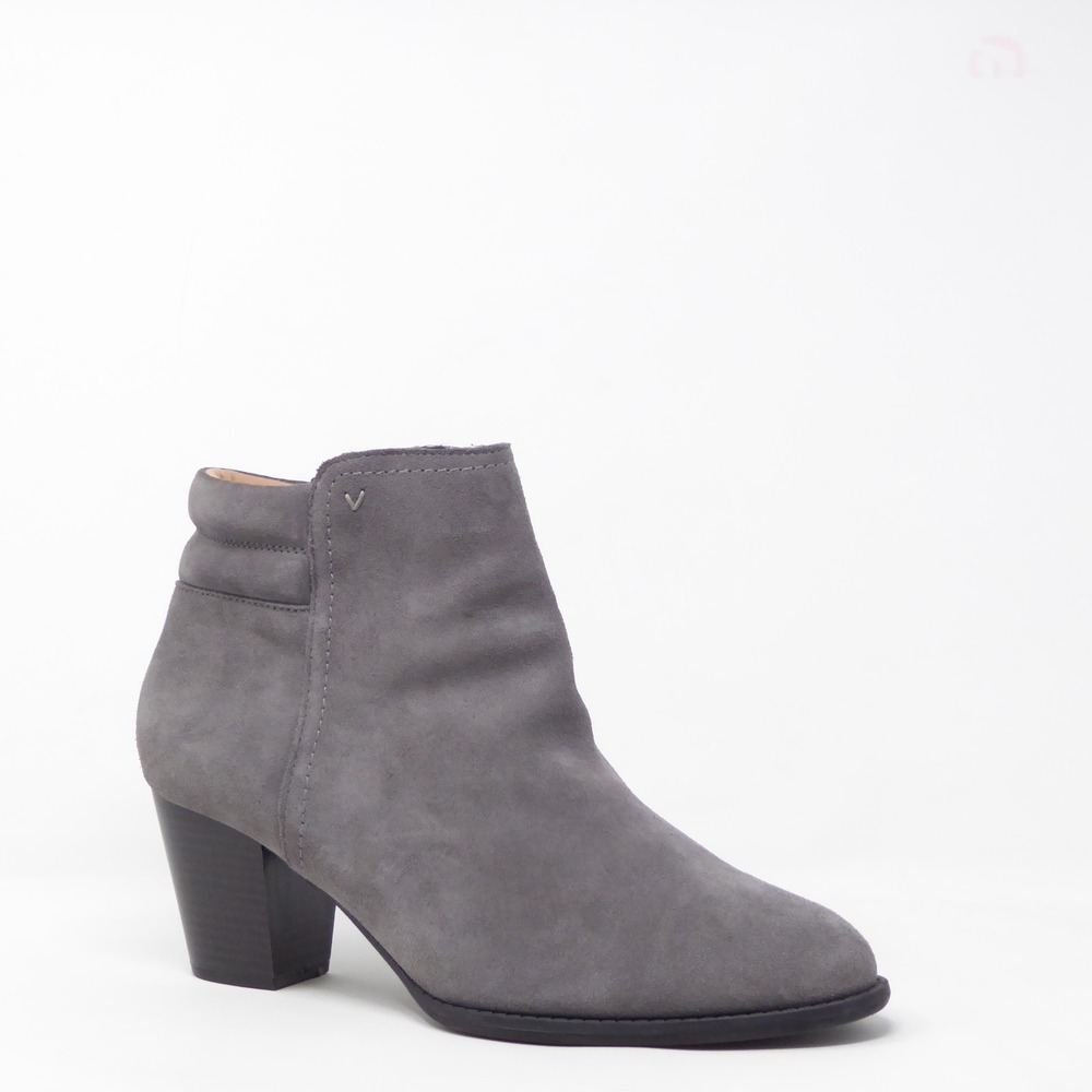 Vionic Women Ankle Boots Gray Suede Jessie Block Heel 11 Wide